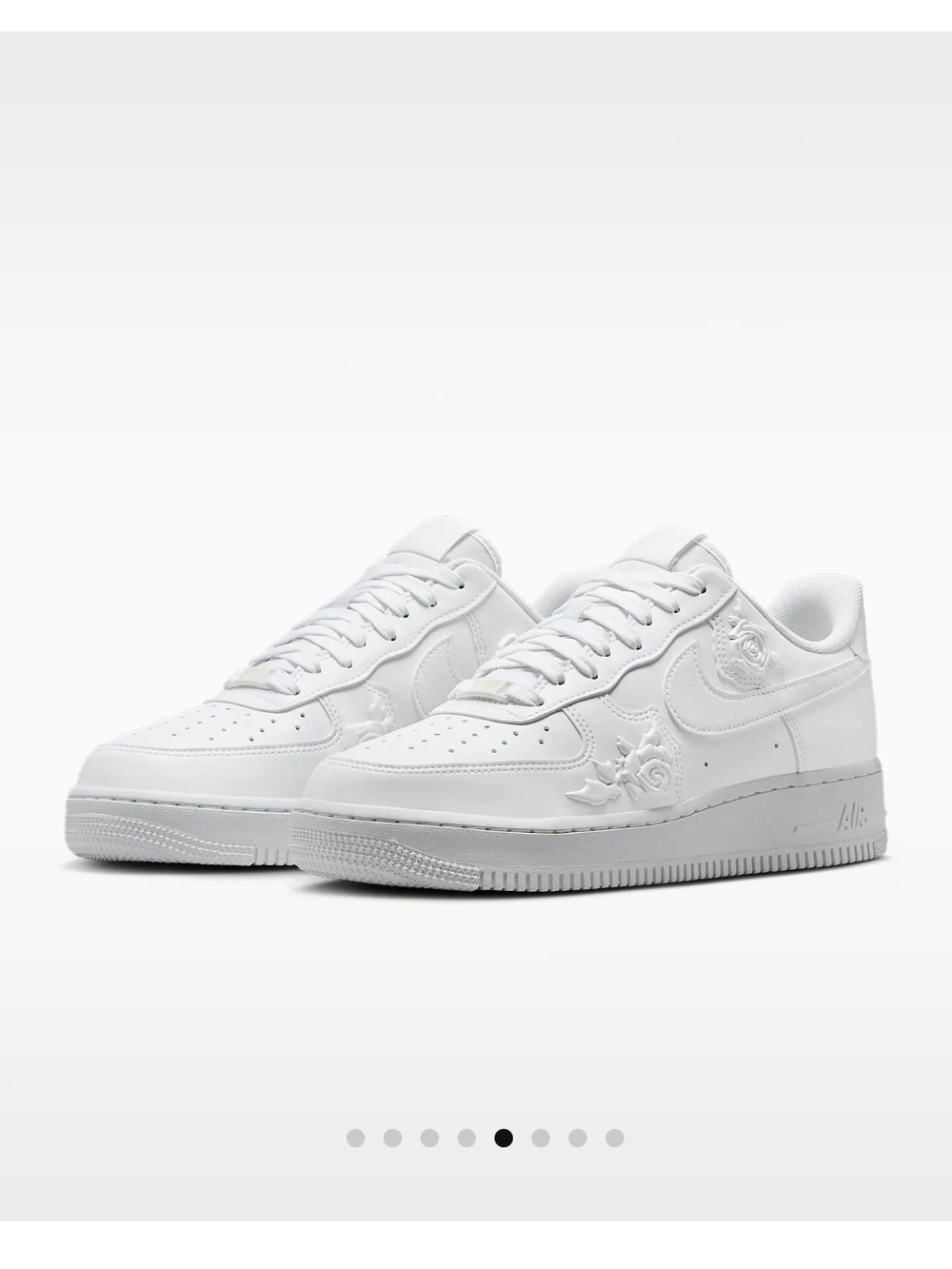 Nike Air Force 1 All-White Sneakers with Embossed Roses - Picture 3 of 4